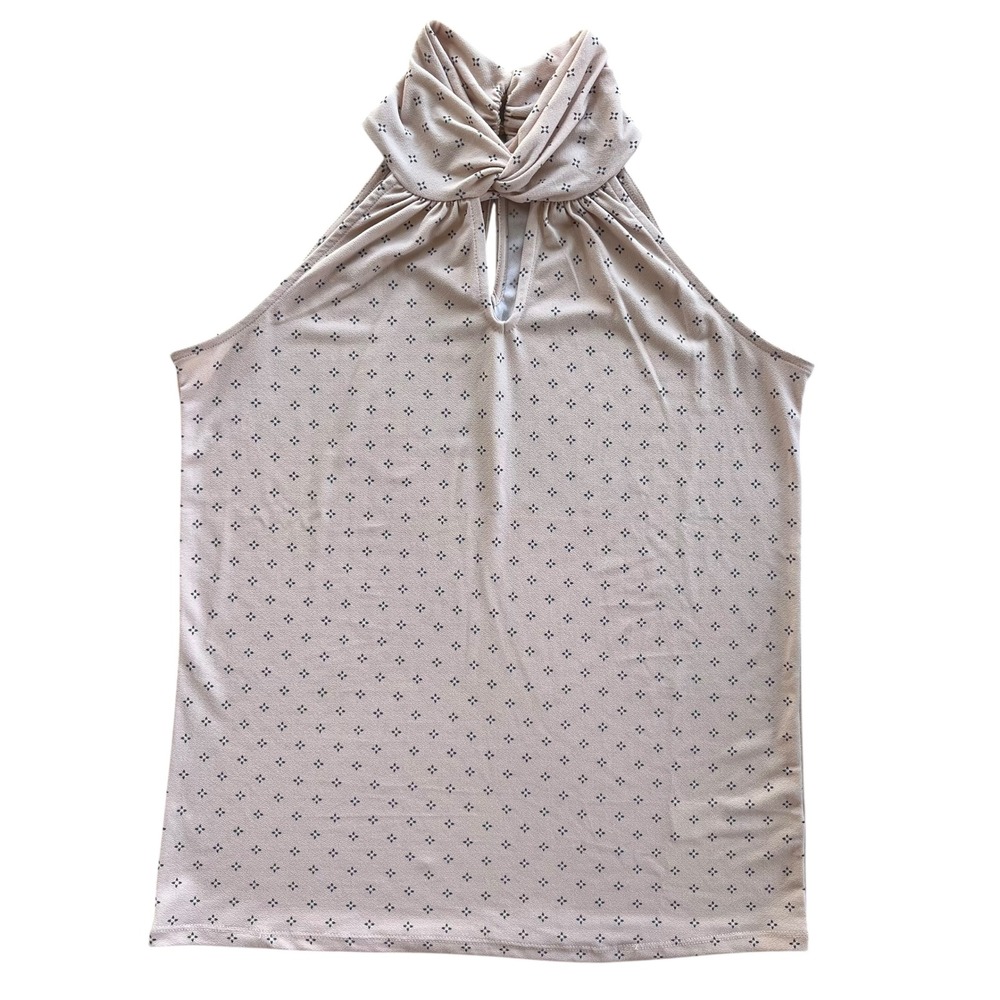 Adrianna Papell Womens XS Blush Pink Printed Twist Neck Halter Sleeveless Blouse